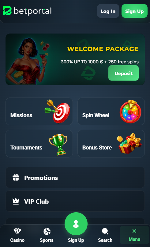 BetPortal Casino mobile